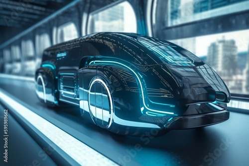 fast moving futuristic car 