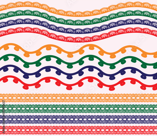 DECORATIVE LACES AND TRIMS IN MULTICOLOR SEAMLESS BRUSH VECTOR