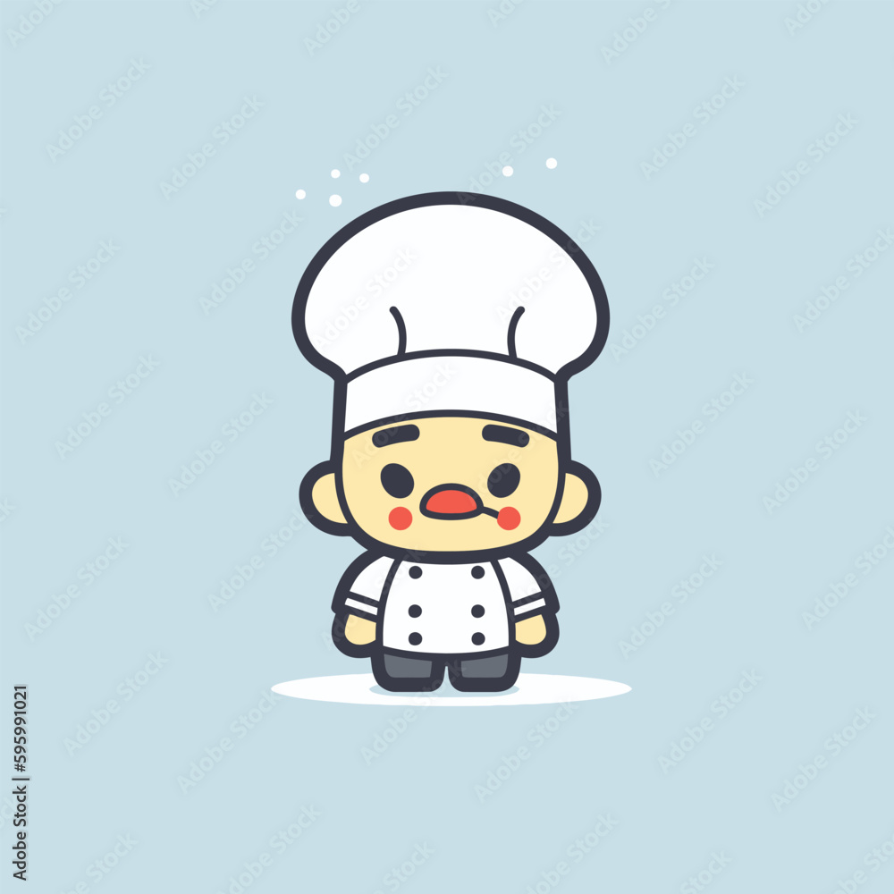 Cute kawaii chef chibi mascot vector cartoon style Cute kawaii chef chibi mascot vector cartoon style