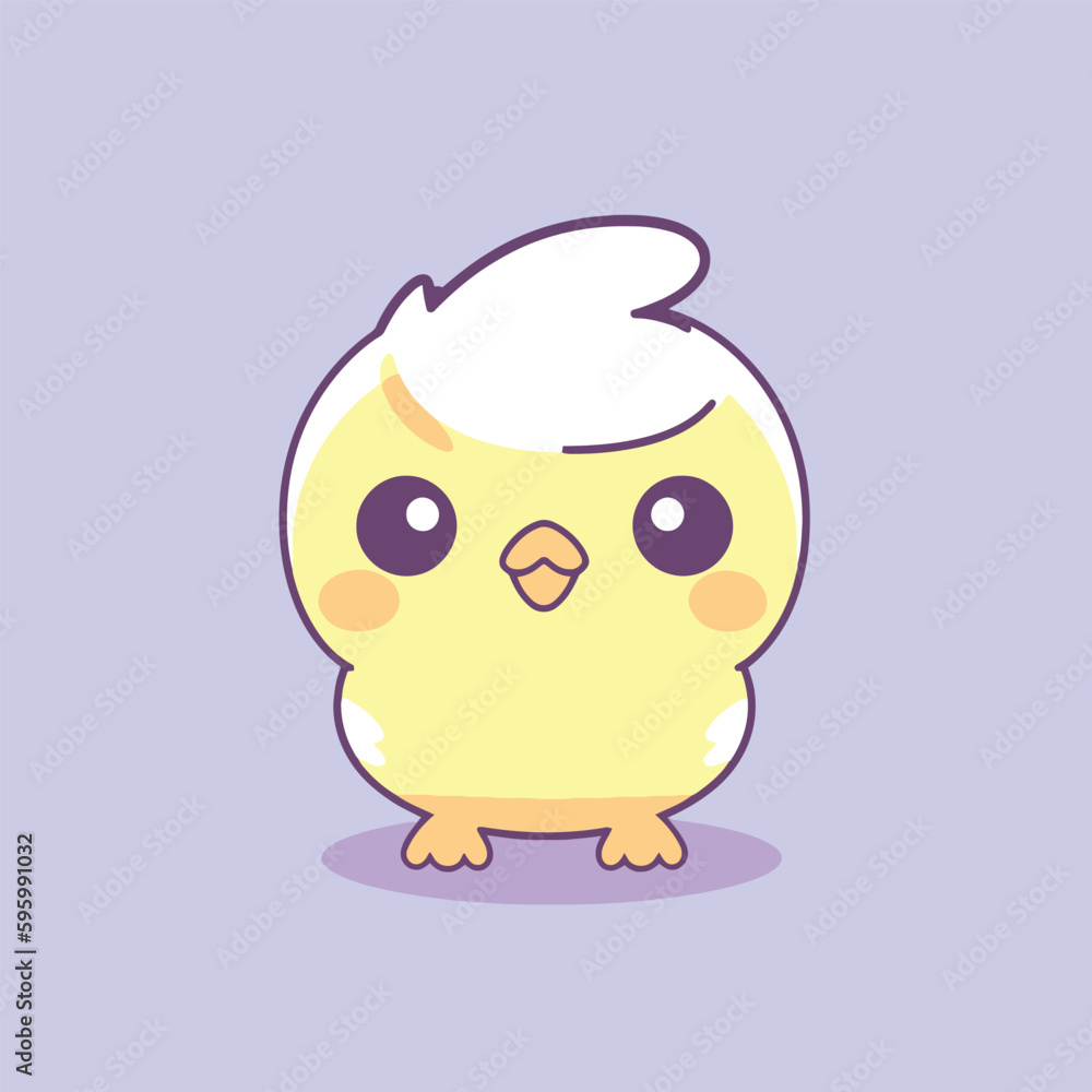 Cute kawaii chicken chibi mascot vector cartoon style