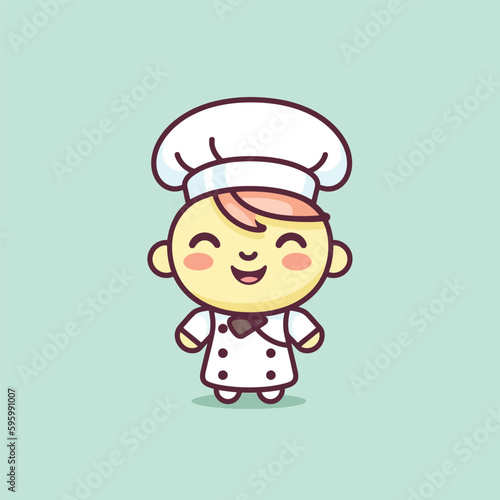 Cute kawaii chef chibi mascot vector cartoon style