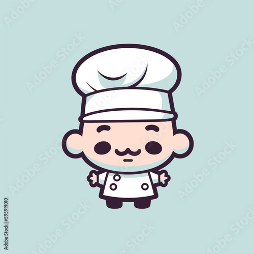 Cute kawaii chef chibi mascot vector cartoon style