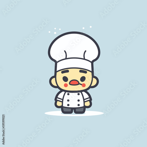 Cute kawaii chef chibi mascot vector cartoon style