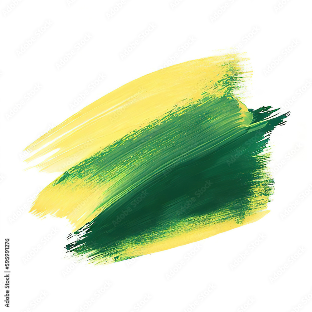 Green and yellow brush stroke and texture. Grunge vector abstract hand - painted element. Underline and border design with Generative AI.
