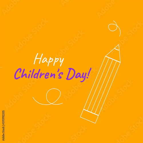 Banner for children's day, with pencil, balloon, heart, cloud, sun ice-cream, ball