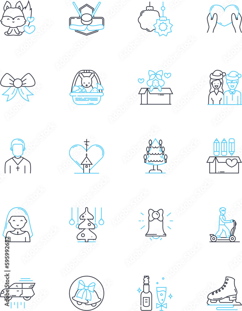 Season of giving linear icons set. Generosity, Charity, Kindness, Compassion, Selflessness, Love, Gratitude line vector and concept signs. Giving,Donations,Philanthropy outline illustrations
