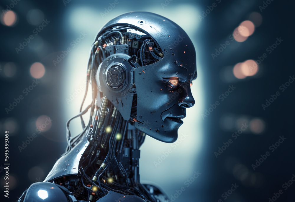 Aiコンピューターアンドロイドロボット横顔,Generative A Aiコンピューターアンドロイドロボット横顔,Generative A