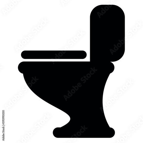 toilet - black and white vector silhouette symbol illustration of lavatory, white background