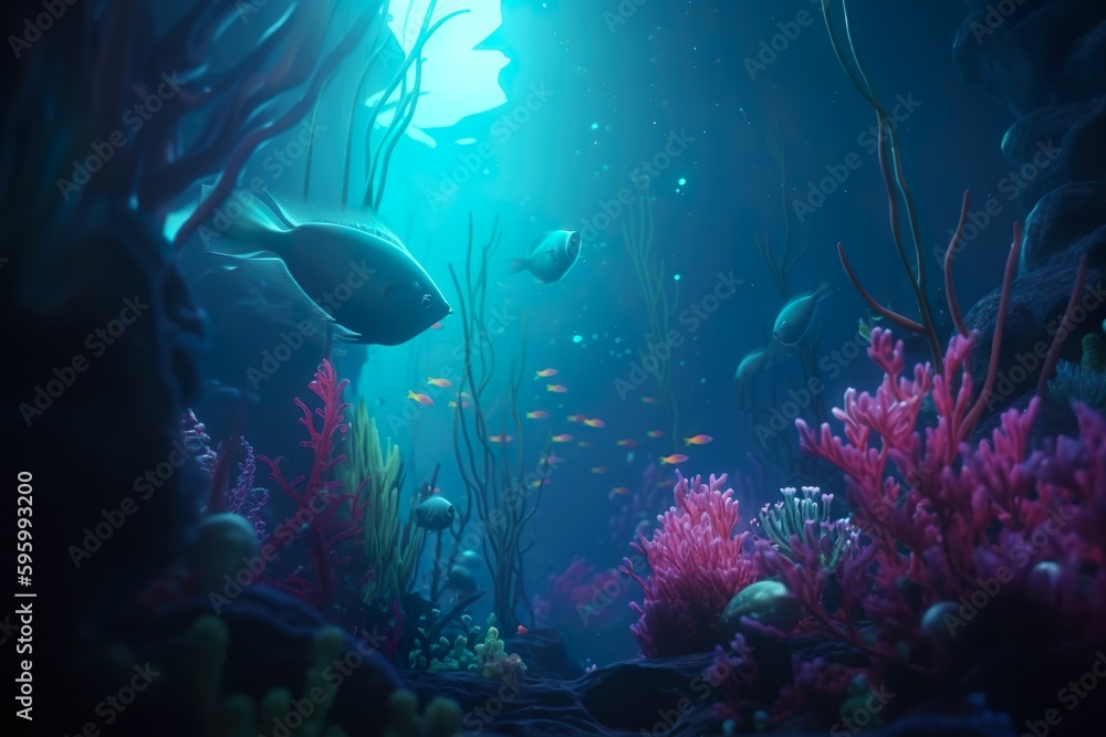 Obraz premium Illustration sous-marine de poissons
