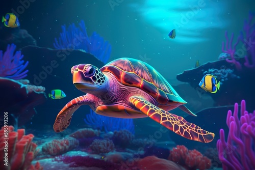 Illustration sous-marine d'une tortue