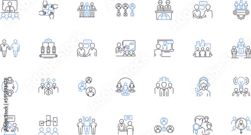 Professional Colleagues line icons collection. Nerking, Collaboration, Support, Connections, Mentorship, Community, Partnership vector and linear illustration. Alliance,Teamwork,Trust outline signs