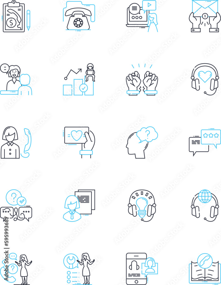 Online support linear icons set. Assistance, Helpdesk, Guidance, Solutions, Support, Counseling, Advice line vector and concept signs. Coaching,Service,Consultation outline illustrations Online support linear icons set. Assistance, Helpdesk, Guidance, Solutions, Support, Counseling, Advice line vector and concept signs. Coaching,Service,Consultation outline illustrations