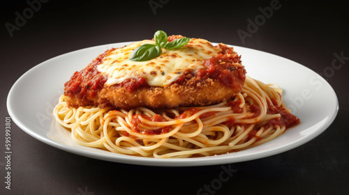 Spaghetti with tomato sauce and parmesan cheese
