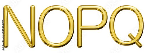 Luxury gold 3d letters N, O, P, Q