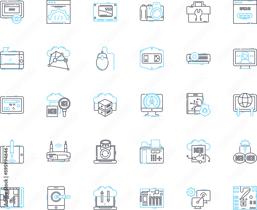Devices linear icons set. Smartph, Laptop, Tablet, Desktop, Smartwatch, Printer, Camera line vector and concept signs. Projector,Keyboard,Mouse outline illustrations Devices linear icons set. Smartph, Laptop, Tablet, Desktop, Smartwatch, Printer, Camera line vector and concept signs. Projector,Keyboard,Mouse outline illustrations