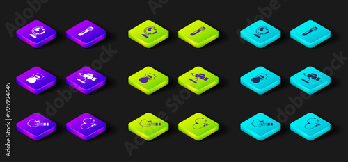 Set Genetically modified apple, Stethoscope, Explosion in the flask, Telescope, Test tube and Earth globe icon. Vector