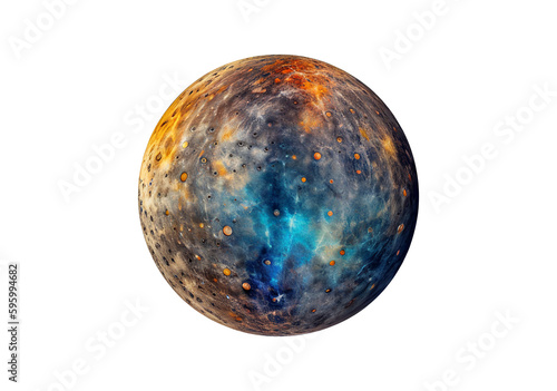 Planet Mercury on transparent background, created with generative AI
