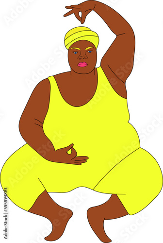 illustration girl toasty yoga sport asana orange background pose smile black white sketch art print drawing plus size