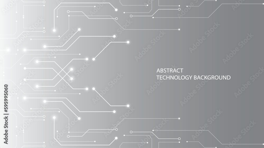 Vetor de Gray and white technology background image Line design for ...