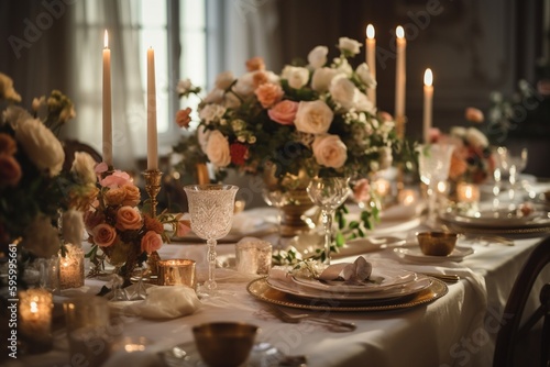  Hyper-realistic Elegant Wedding Table with Floral Centerpieces