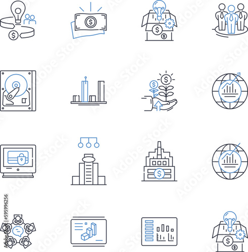 Loan line icons collection. Debt, Financing, Interest, Installment, Credit, Capital, Borrowing vector and linear illustration. Score,Repayment,Trust outline signs set