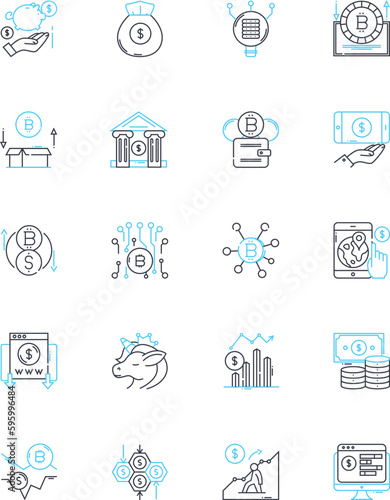 Political strategies linear icons set. Lobbying, Campaigning, Fundraising, Messaging, Mobilization, Advertising, Debating line vector and concept signs. Spin,Grassroots,Opposition outline
