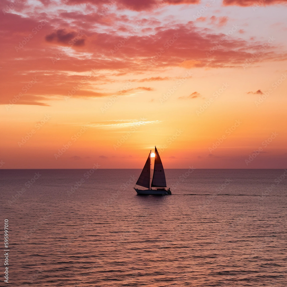 Boot bei Sonnenuntergang
