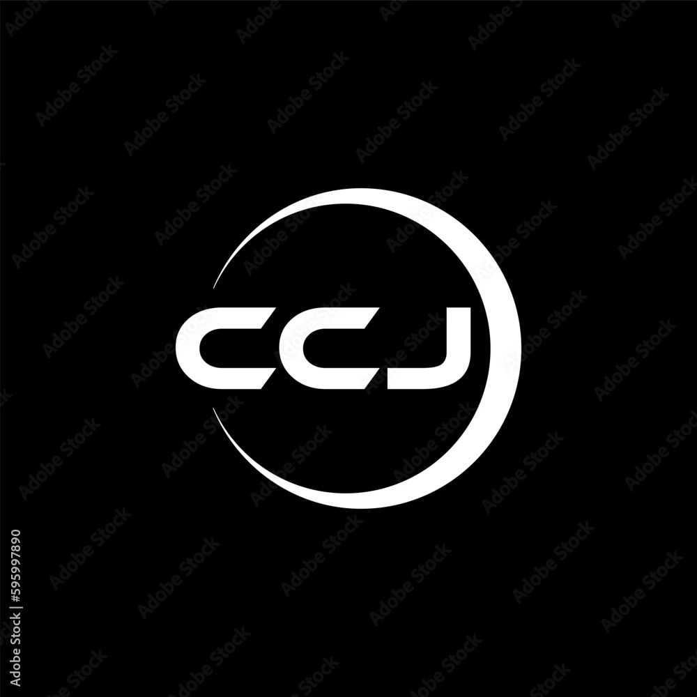 Vecteur Stock CCJ letter logo design with black background in ...