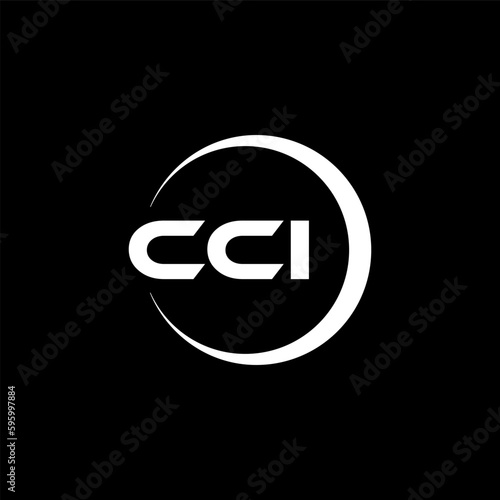 CCI letter logo design with black background in illustrator, cube logo, vector logo, modern alphabet font overlap style. calligraphy designs for logo, Poster, Invitation, etc.