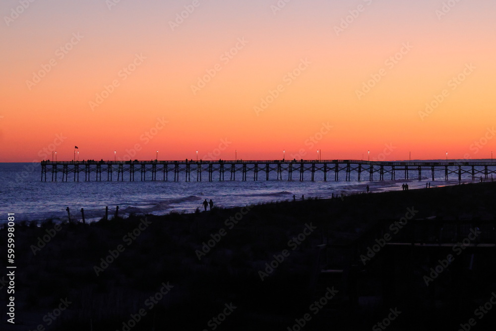 Red sky sunset at Oak Island, NC. 