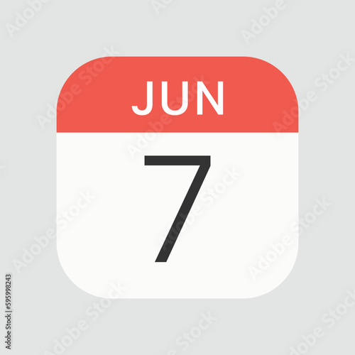 Jun 7 icon isolated on background. Calendar symbol modern, simple, vector, icon for website design, mobile app, ui. Vector Illustration