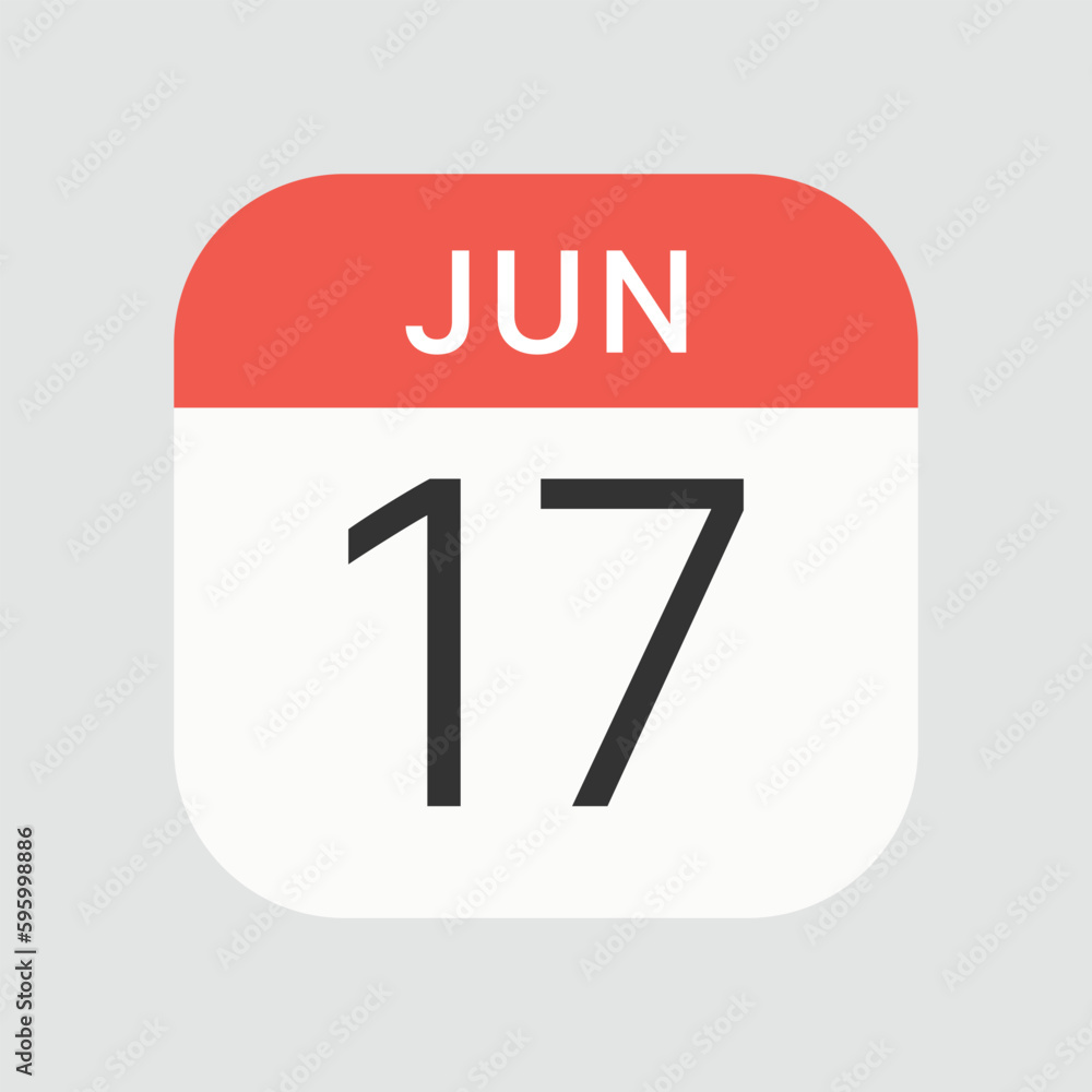 Fototapeta premium Jun 17 icon isolated on background. Calendar symbol modern, simple, vector, icon for website design, mobile app, ui. Vector Illustration