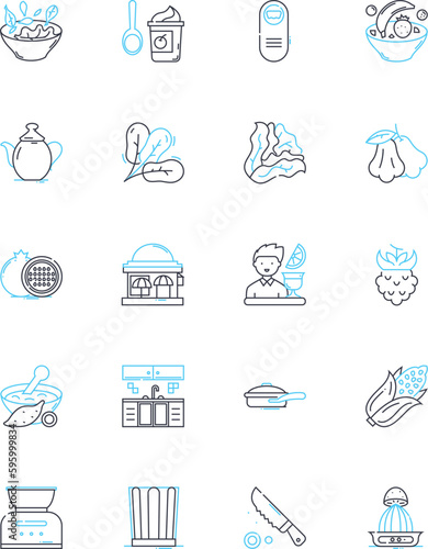 Coffee shops linear icons set. Caffeine, Latte, Espresso, Barista, Aroma, Mocha, Froth line vector and concept signs. Beans,Biscotti,Concoction outline illustrations