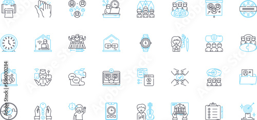 Job site linear icons set. Employment, Career, Job, Hiring, Recruiting, Listings, Opportunities line vector and concept signs. Openings,Search,Resume outline illustrations