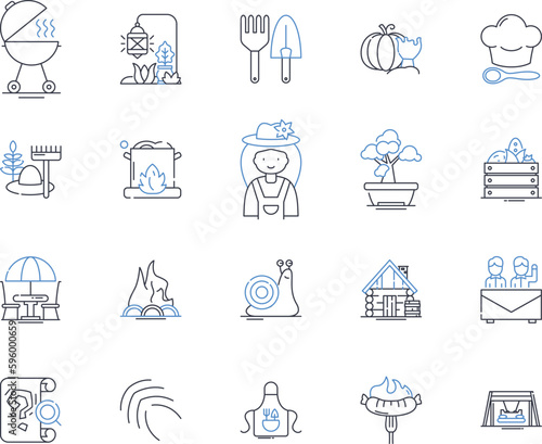 Chemical plant line icons collection. Reactor, Catalyst, Synthesis, Distillation, Polymer, Chemicals, Filtration vector and linear illustration. Extraction,Crystallization,Production outline signs set photo