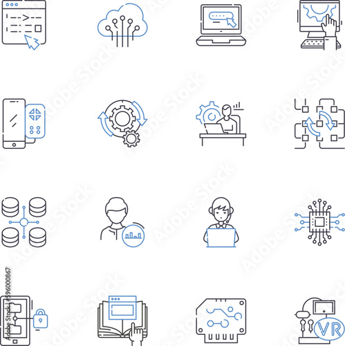 Listening hearing line icons collection. Ears, Sounds, Perception, Acoustics, Listening, Auditory, Sensitivity vector and linear illustration. Concentration,Empathy,Attentiveness outline signs set