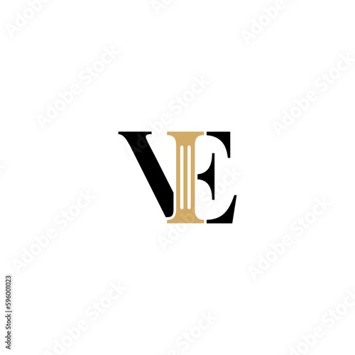 Letters VE and Pillar Logo Theme 005