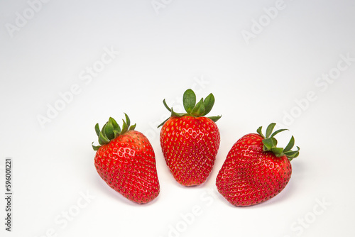 strawberry on white background with copy space 