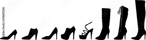 Silhouette Set: Frauen High Heels, Pumps  und Stiefel