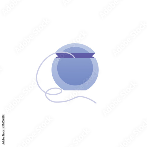 Dental floss for interdental cleaning, cartoon flat vector illustration isolated on white background.