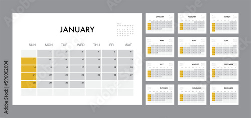 Calendar 2024 template planner vector diary in a minimalist style