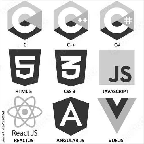 Programming Languages Icons Set - Black and White