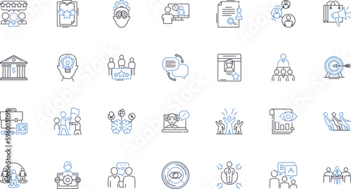 Commercial federation line icons collection. Federation, Commerce, Businesses, Collaboration, Alliance, Industries, Partnerships vector and linear illustration. Membership,Professionalism,Collective