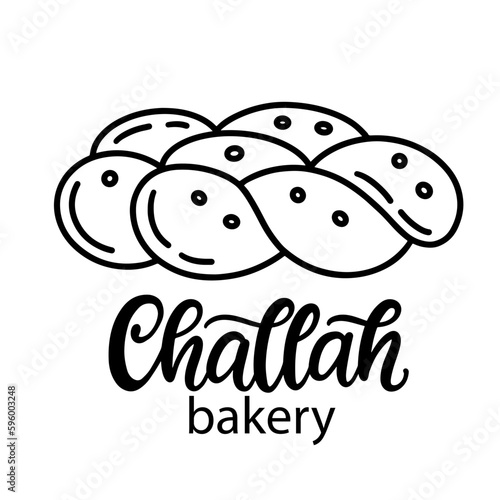 Challah bread line icon logo illustration isolated
