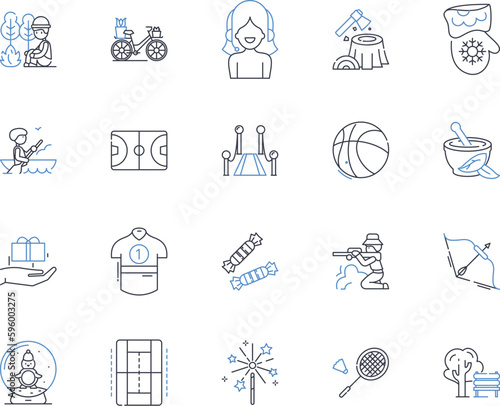 Fun line icons collection. Playful, Joyful, Amusing, Lively, Entertainment, Exciting, Happy vector and linear illustration. Laughable,Humorous,Pleasure outline signs set