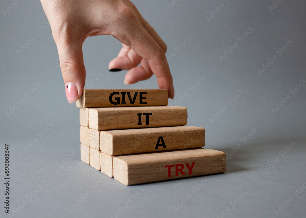 Give It A Try Symbol Concept Words Give It A Try On Wooden Blocks