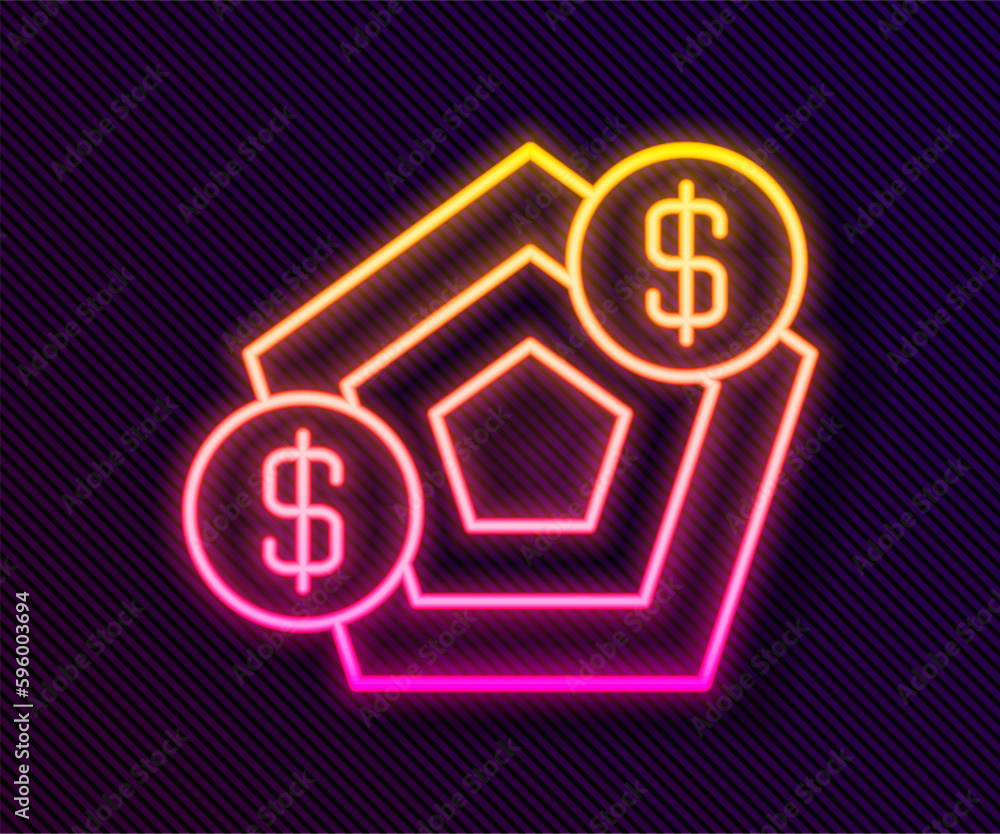 Glowing neon line Financial growth increase icon isolated on black background. Increasing revenue. Vector Glowing neon line Financial growth increase icon isolated on black background. Increasing revenue. Vector