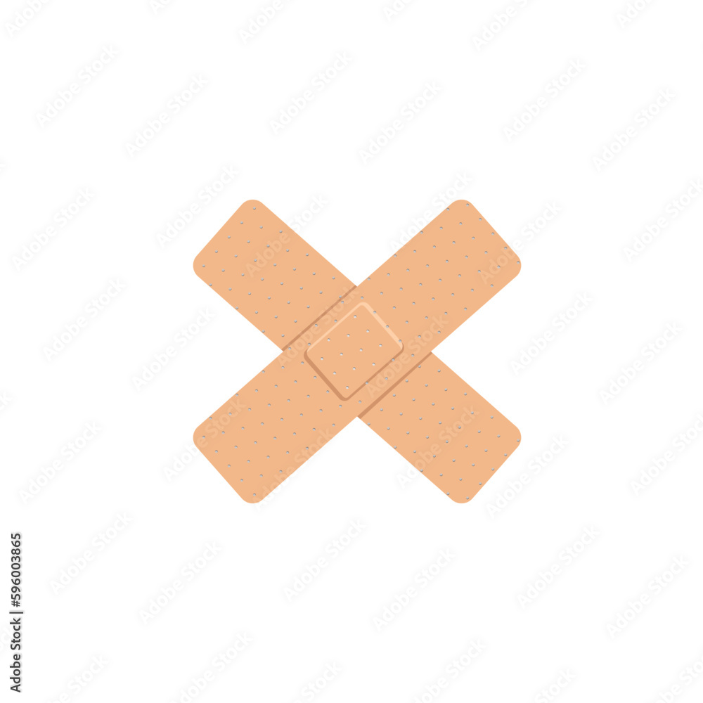 Crossed medical plasters, flat vector illustration isolated on white background. Crossed medical plasters, flat vector illustration isolated on white background.