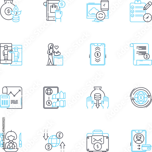 Automotive industry linear icons set. Car, Vehicle, Automobile, Design, Engineering, Manufacturing, Safety line vector and concept signs. Performance,Innovation,Electric outline illustrations