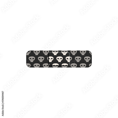 Plaster or patch with funny decor with skulls, realistic vector isolated.